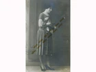 #65442 PIRAEUS Greece 1920s. Young lady with flowers. Photo PC size STELLAS