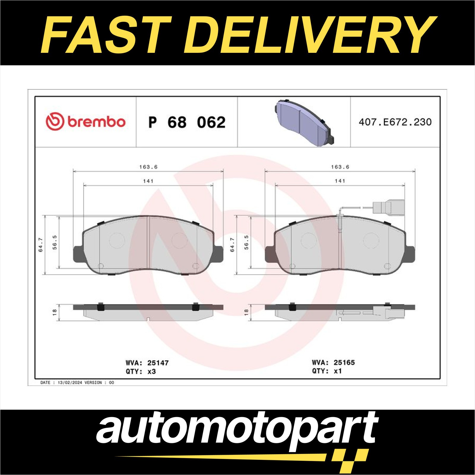 Brembo P68062 Prime Brake Pad Set - Image 27