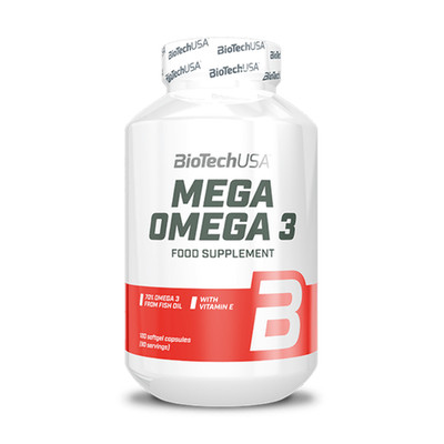 BiotechUSA Mega Omega 3 1000mg with Vitamin E - 180 Softgel Capsules