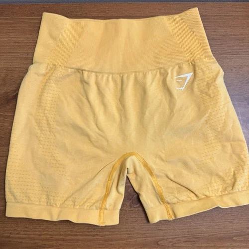 Gymshark Vital Seamless 2.0 Shorts Size Small Mustard Yellow Compression Biker