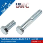 Hex Bolt 3/8-16 UNC Steel Grade 5 Zinc Plated |
