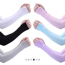 Unisex Cooling Ice Silk Sun Sleeves - UV Protection Thin Arm Guards For Outdoor