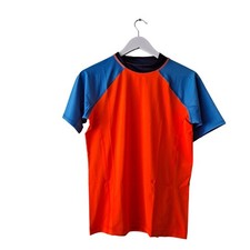 NWT Lands' End Rashguard Short Sleeve Swim Top Orange Blue Colorblock Boys XL H