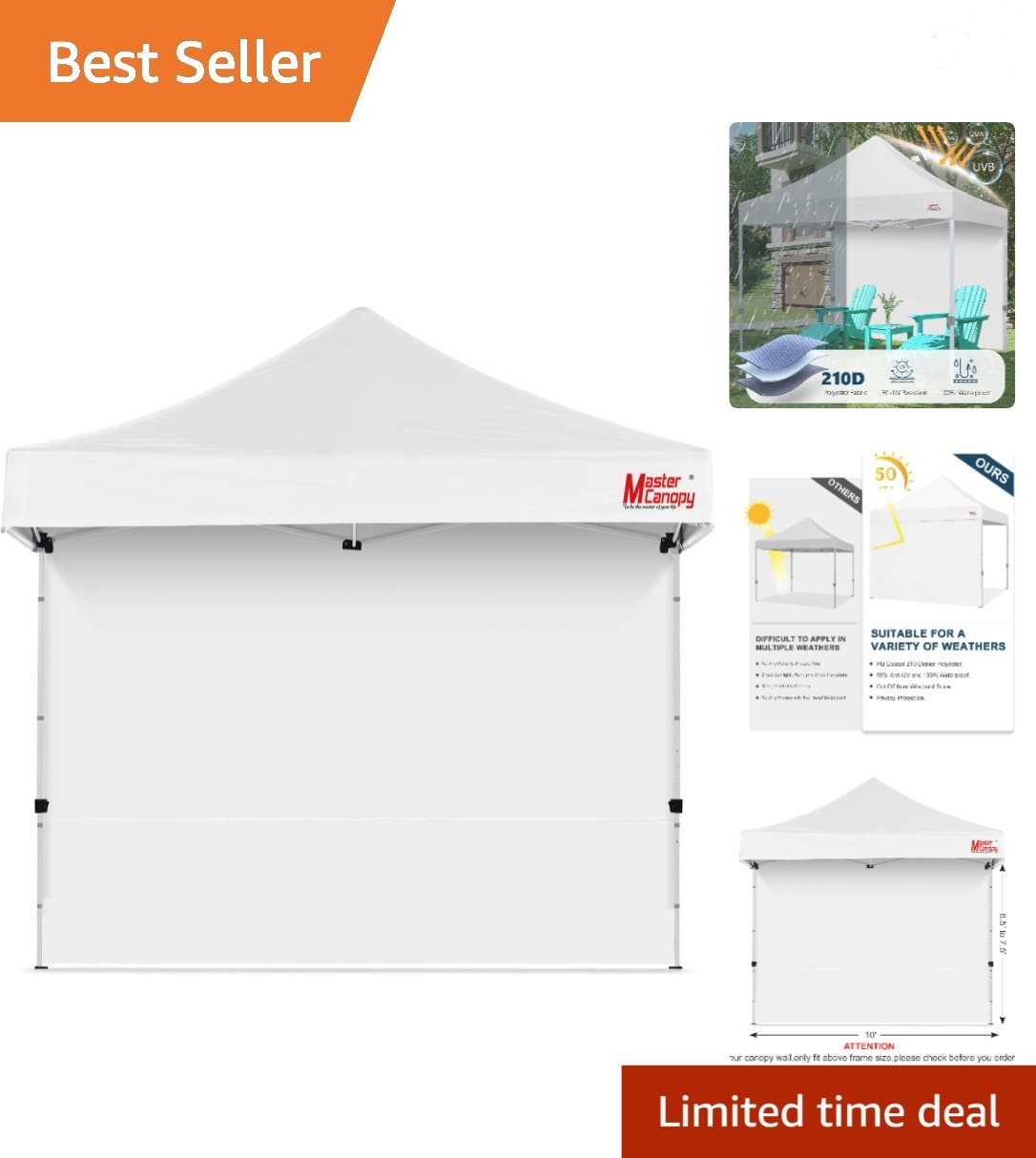 Sidewall - 10x10ft White For Easy Setup