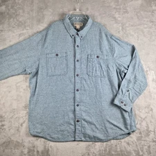 Duluth Trading Co Shirt Mens 2XL Green Blue Kennesaw Relaxed Fit Brushed Cotton