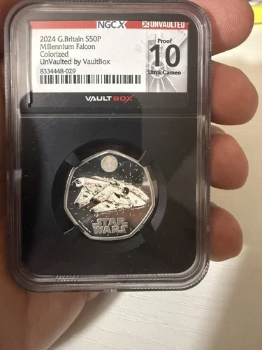 2024 Great Britain S50P Silver Millennium Falcon - Vaultbox NGC Proof Grade 10