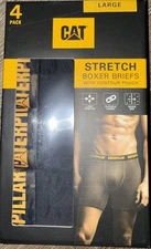Caterpillar 4-Pair Mens Boxer Brief Underwear Polyester Blend Black (A) ~ L