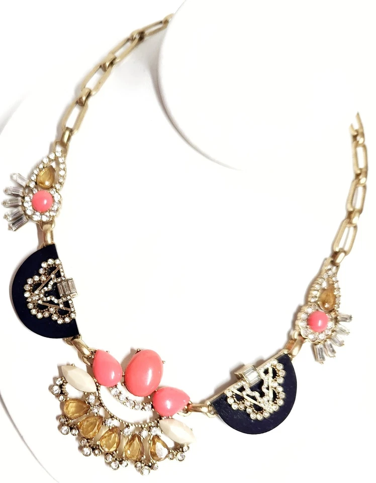 Collar J.Crew Factory Cristal Distintivo Multicolor Oro Claro Chapado en Buey Latón Foto 3 de 4