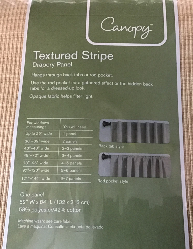 New Set Of 2 Canopy Textured Stripe Drapery Panels 52X84 Hangs 2 Ways Gold Wheat - Image 4 of 4