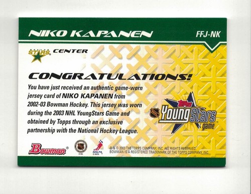 2002-03 Bowman Young Stars Fabric Of The Future Game Worn Jersey Insert Cards - Picture 33 of 51