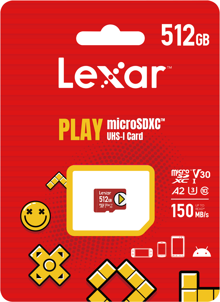 LEXAR 512GB Play microSDXC UHS-III Card 150MBs C10 U3 V30 A2 LMSPLAY512G-BNNNG
