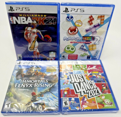 PS5-NBA2k21, PuyoPuyo Tetris 2, Immortals Fenyx Rising, Just Dance 2021 Lot of 4