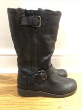 Image of Dune Black Leather Biker Calf Boots - UK Size 5 - Brand New