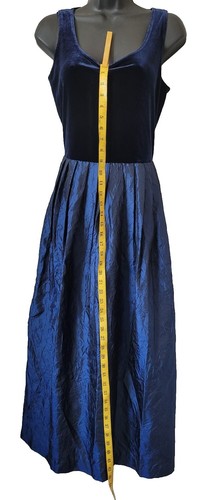 JESSICA HOWARD Blue Velvet Sleeveless Dress Preloved Vintage 8 P - Picture 3 of 16