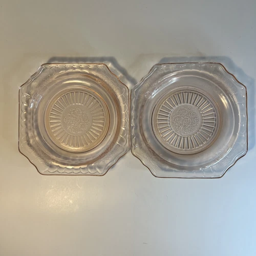 Anchor Hocking Mayfair Open Rose Pink Bread Butter Plates (2) 5 3/4" B5
