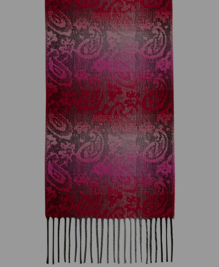 Steve Madden Womens Mid Weight Muffler Paisley Scarf Red Ombre MADE IN ITALY 3590₽