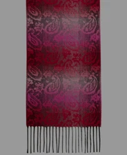 Steve Madden Women's Mid Weight Muffler Paisley Scarf ,Red Ombre , MADE IN ITALY