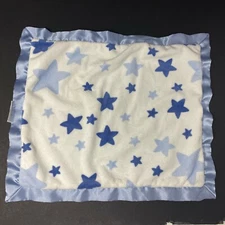 Cocalo Baby White Blue Stars Baby Lovey Security Blanket Sherpa Satin Trim 13x15