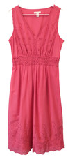 CHARTER CLUB Midi Dress Sleeveless Eyelet Lace V Neck Cotton Lined - 14
