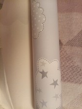 Dunelm Sweet Dreams Wallpaper Roll Nursery Baby Clouds Stars Grey White