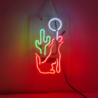 Moon Cactus Wolf 14''x8'' Acrylic Neon Sign Lamp Light With Dimmer VSX