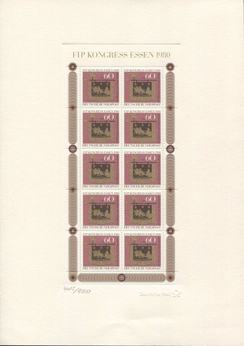 DEUTSCHE POST LUXUS-ABZUG 1980 KLEINBOGEN 1065 LIM. & HANDNUMMERIERT RARE! z2250