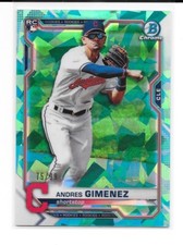 2021 Bowman Chrome Sapphire Andres Gimenez AQUA Refractor RC 75/99 Blue Jays #12