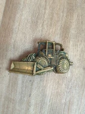 Vtg Baron Belt Buckle Front End Loader Solid Brass 1970s Buckle Construction