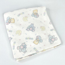 Vintage Cuddle Time Baby Receiving Blanket Pastel Unisex Bear Bunny Duck