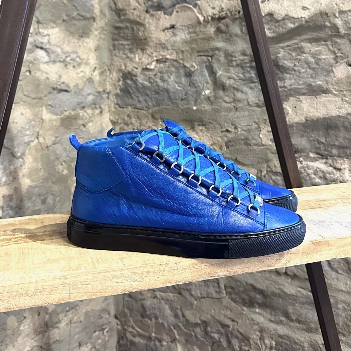 Implement komme ud for kunst Balenciaga Blue Cracked Leather Arena High-top Sneakers - SZ 41 IT -89 US |  eBay