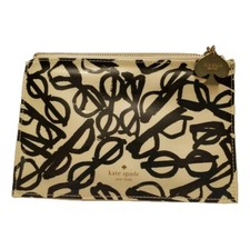 KATE SPADE Zippered Cosmetic / Organizer Pouch Clutch "LITERARY GLASSES"