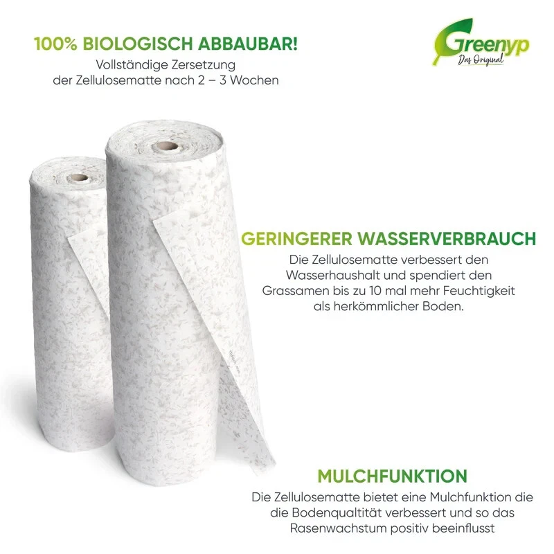 Greenyp 10m² Grassamen Matte Rasenvlies Rasensamen Rasenmatte Rasen Rollrasen - Bild 2 von 4