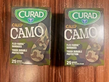 Curad Camo Bandaids 2 Boxes Tough Flexible Adhesive Bandages First Aid Camp NEW