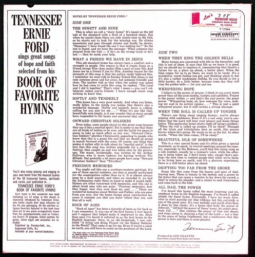 TENNESSEE ERNIE FORD – SINGS FROM HIS BOOK OF FAVORITE HYMNS VINYL LP 220-100 - Picture 2 of 4