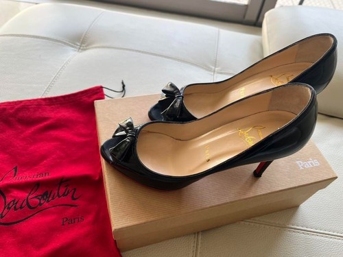 Christian Louboutin Pumps rot offene Zehenpartie Schleife 36,5 US6 8,5 cm Absatz gebraucht fc - Bild 4 von 10