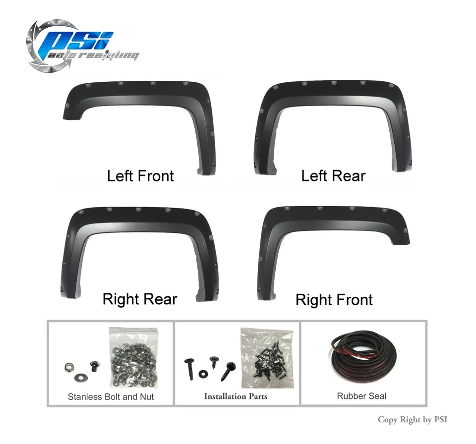 Paintable Pocket Bolt Fender Flares Fits GMC Sierra 2500HD / 3500 HD 2015-2018 Foto 2 de 4
