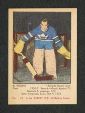1951-52 Parkhurst #76 Al Rollins - Rookie Card - decent centering - sharp card!