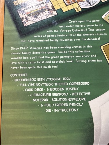 Clue Vintage Game Collection Wooden Library Book Shelf Edition Open Box - Picture 5 of 14