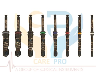 8pcs Dental Surgery Drills Black Titanium Coated Hardened longer life CE