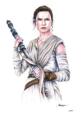 THANG NGUYEN SIGNED ''STAR WARS'' REY 8'' x 12'' GICLEE ON FINE ART PAPER SP #/50