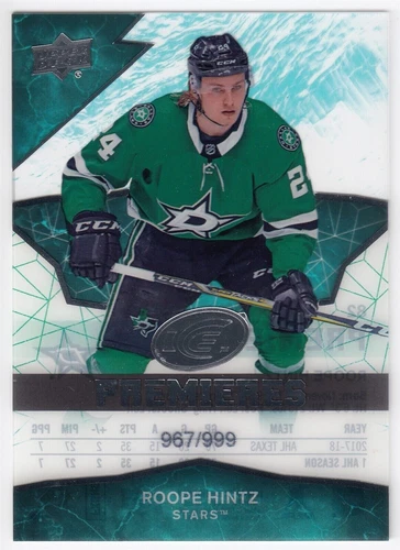 2018-19 Upper Deck Ice Premieres Acetate ROOPE HINTZ 82 /999 Dallas UD RC Rookie