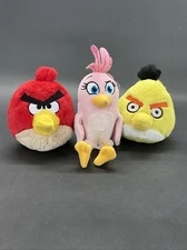 Angry Birds Plush Stella ,Yellow Chuck, Super Red Lot of 3