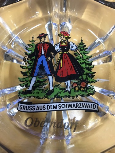 Posacenere in vetro vintage Oberndorf "gruss Aus Dem Schwarzwald" ottime condizioni - Foto 2 di 2