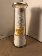 Hornes dairy Tall half pint milk bottle, Skowhegan, Maine