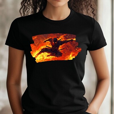 Frauen T-Shirt Ninja in Flammen Motiv Baumwolle Größe S bis 3XL