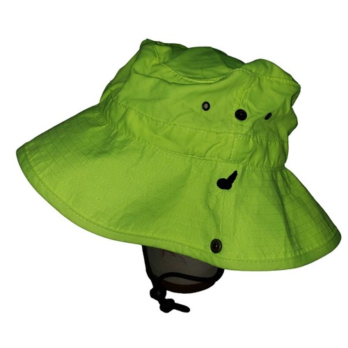 CSI Neon Green Bucket Hat WChin Strap Tie Vacation Vibe Outdoor Grandpacore NWOT - Picture 6 of 13