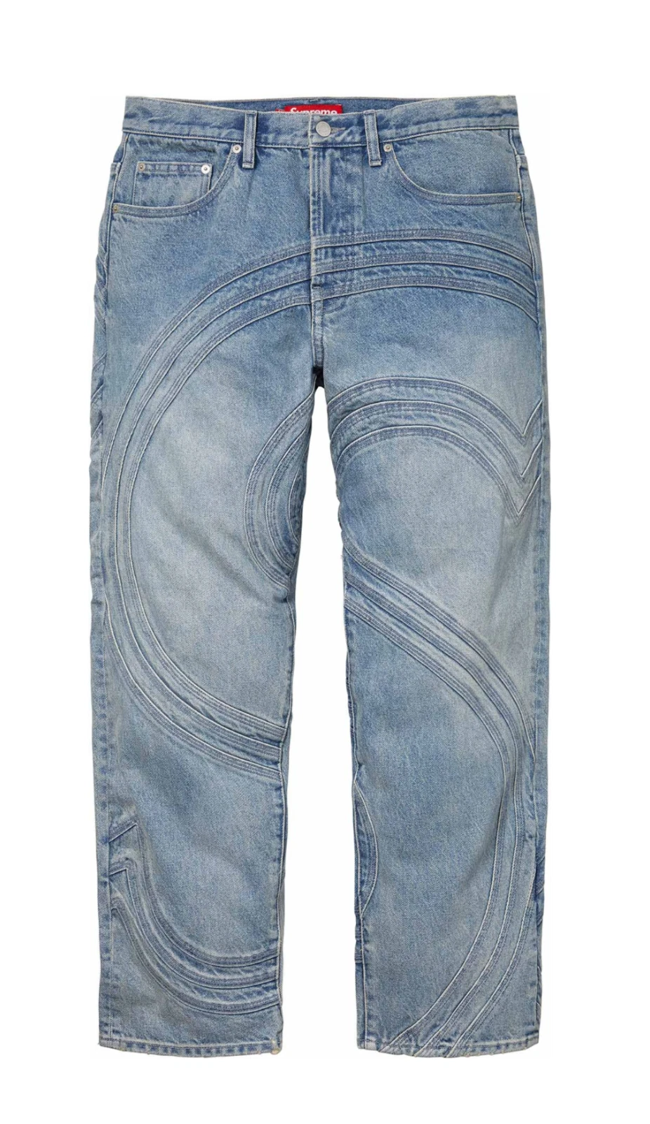 Jean ample logo Supreme S taille 36 bleu délavé   NEUF