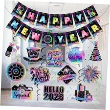 New Year Hanging Swirls,2026 New Years Eve Ceiling Decorations Colorful New 