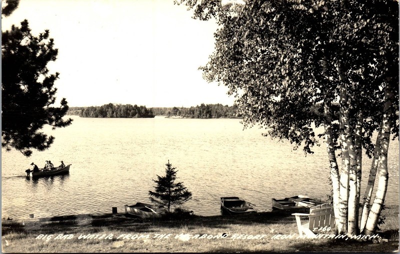 RPPC Postcard Big Bad Water Lake Vagabond Resort Iron Mountain MI Dickinson 