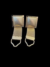 Vintage Swank Gold Tone Square Art Deco Mesh Wrap Around Cuff Links W1